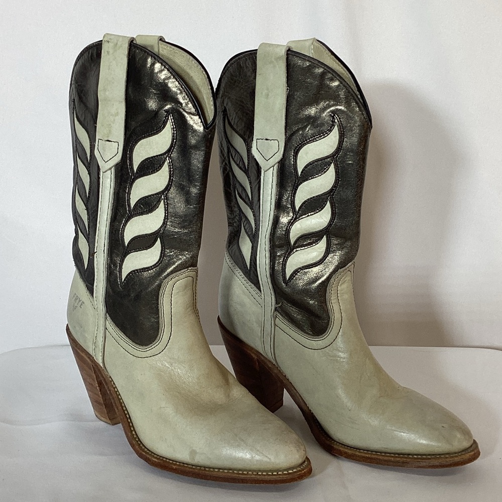 FRYE Vintage Western Leather Metallic Cowgirl Boots Size 6 1/2